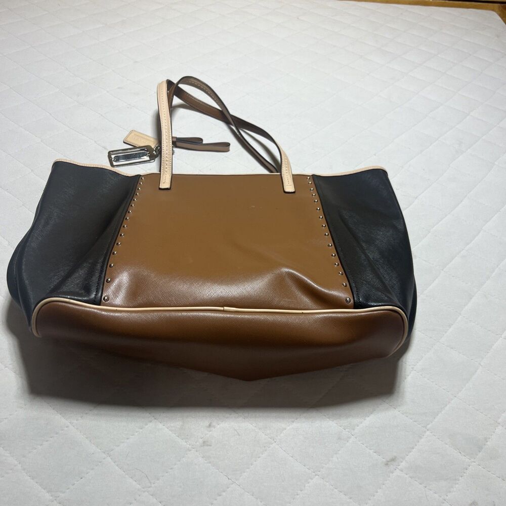 COACH Metro Colorblock beige/brown Studded Leather Tote Bag E1421-F31325 - Picture 5 of 9